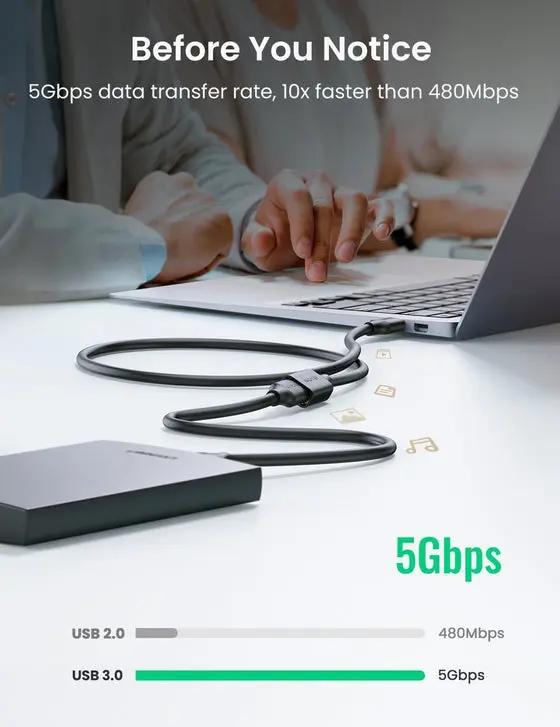 UGREEN USB 3.0 Extension Cable - Image 2