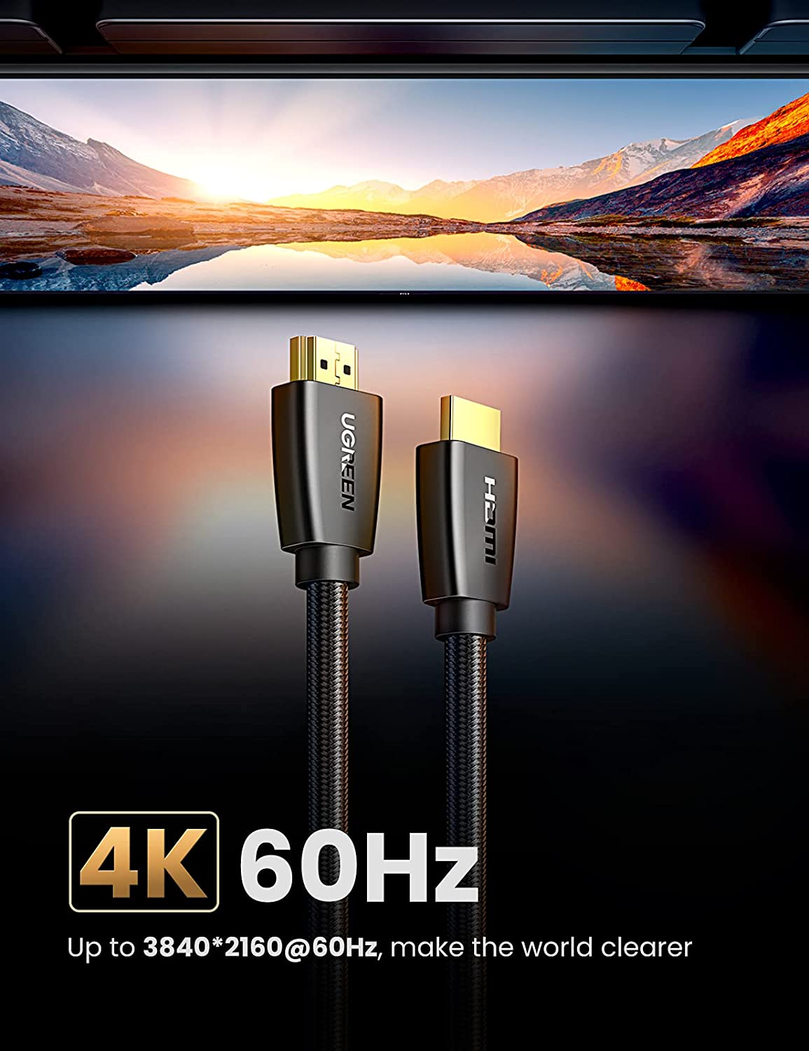 UGREEN UHD 4K High Speed HDMI 2.0 Cable (1M) - Image 2