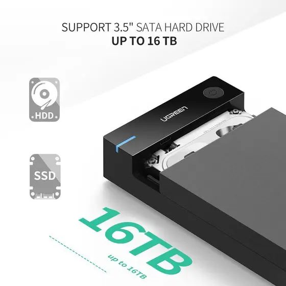 UGREEN USB 3.0 SATA Hard Drive Enclosure (3.5''/2.5") - Image 2