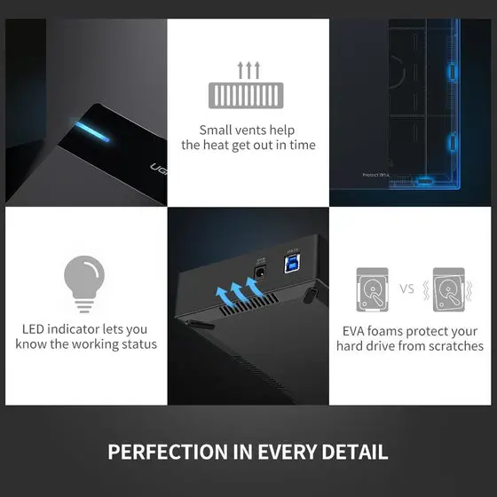 UGREEN USB 3.0 SATA Hard Drive Enclosure (3.5''/2.5") - Image 5
