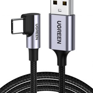 Angled USB A to USB-C Fast Charging Cable