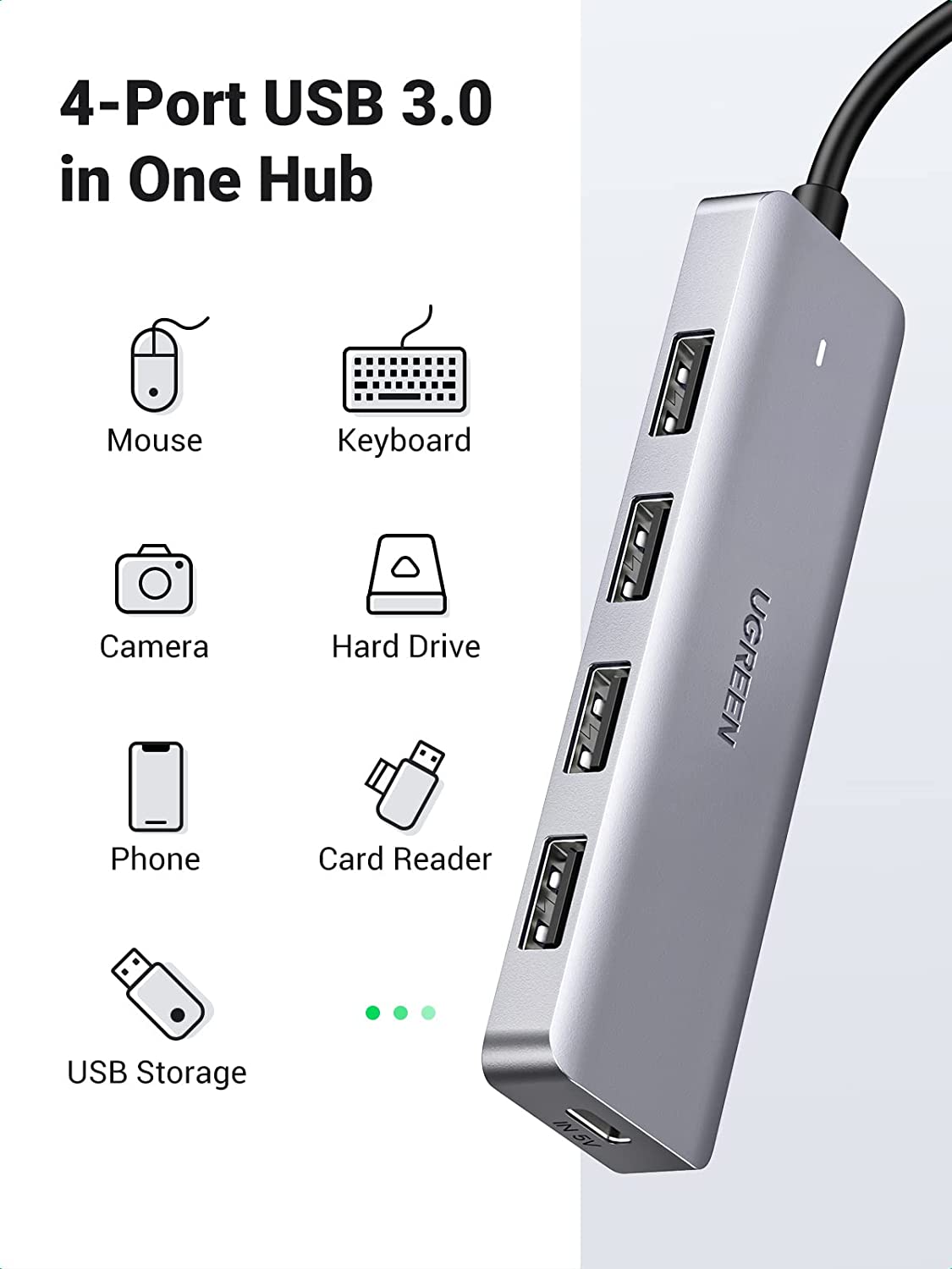 Hub USB 3.0 4 ports, alimentation 10W