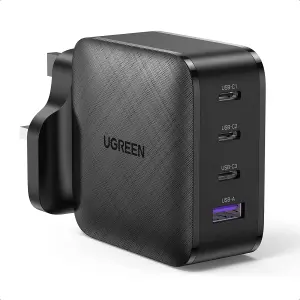 65W 4-Port GaN Type C Fast Charging Power Adapter