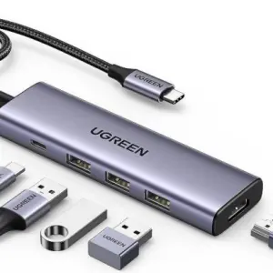 Ugreen 15596 laptop dock/port replicator Wired USB 3.2 Gen 1 (3.1 Gen 1) Type-A + Type-C Aluminium