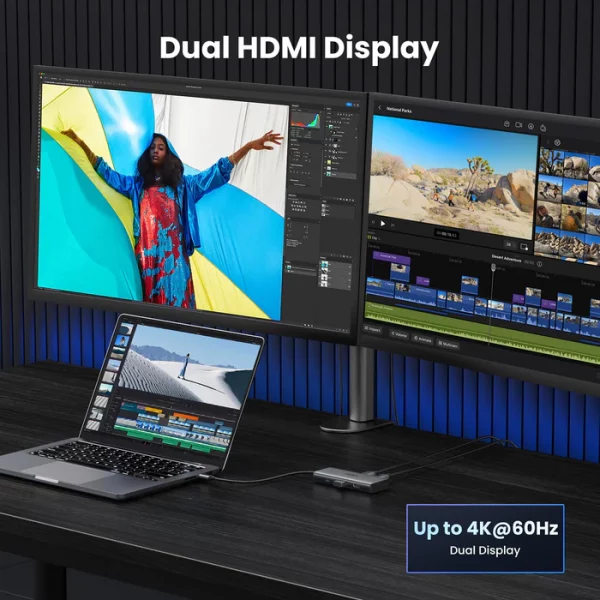 UGREEN Revodok 206 Dual 4K@60Hz HDMI USB-C Hub - Image 5