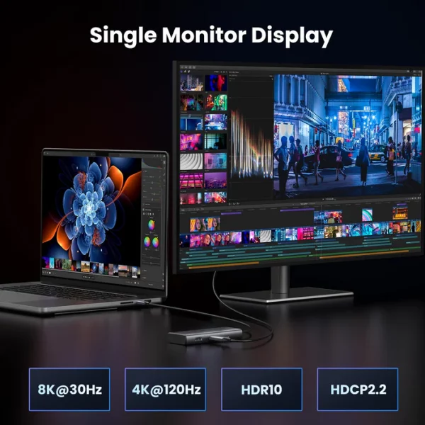 UGREEN Revodok 206 Dual 4K@60Hz HDMI USB-C Hub - Image 3