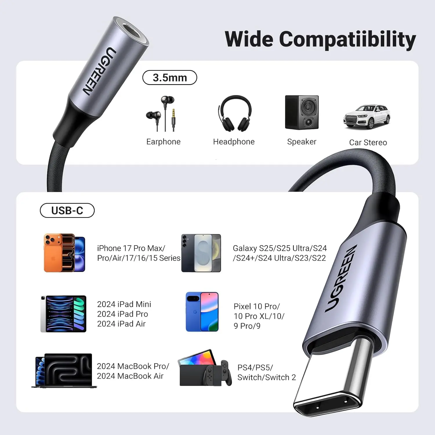 UGREEN USB-C to 3.5mm Audio Adapter (DAC) - Image 3