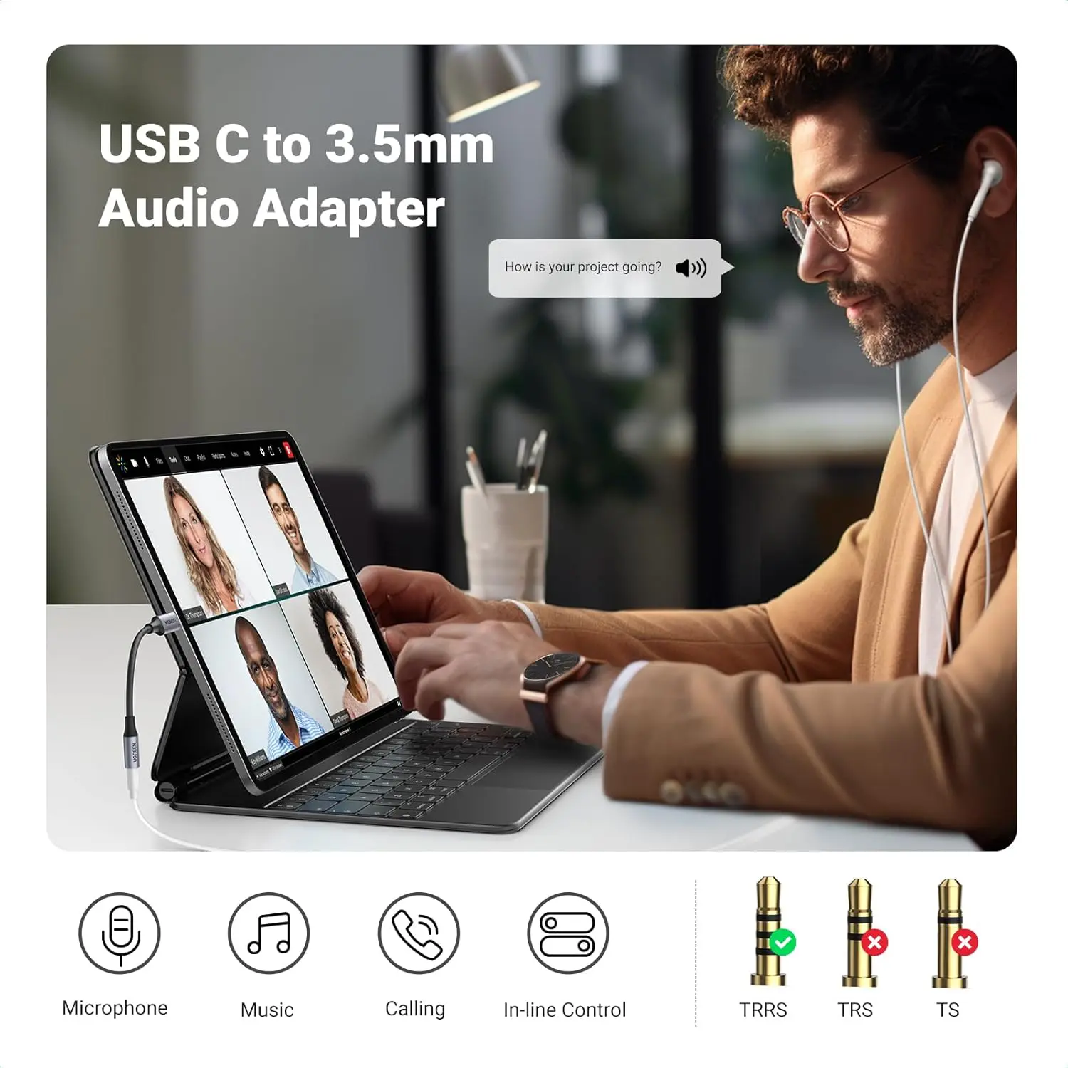 UGREEN USB-C to 3.5mm Audio Adapter (DAC) - Image 2